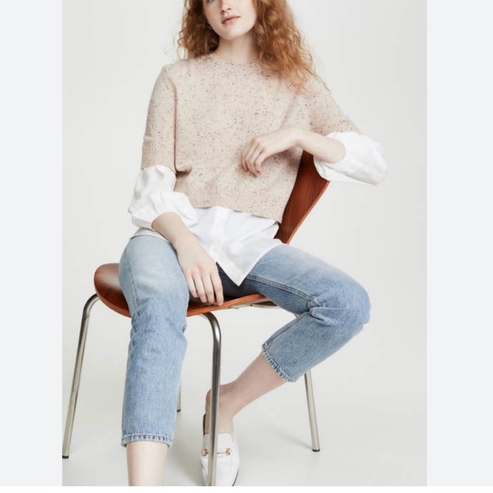 Brochu Walker Ebella Layered-Look Confetti Wool Cashmere Sweater Top Size XS/S